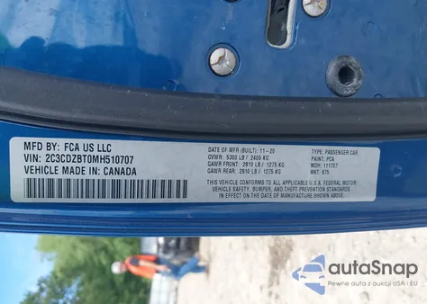 2021 Dodge Challenger R/T z USA, uszkodzony, nr VIN 2C3CDZBT0MH510707